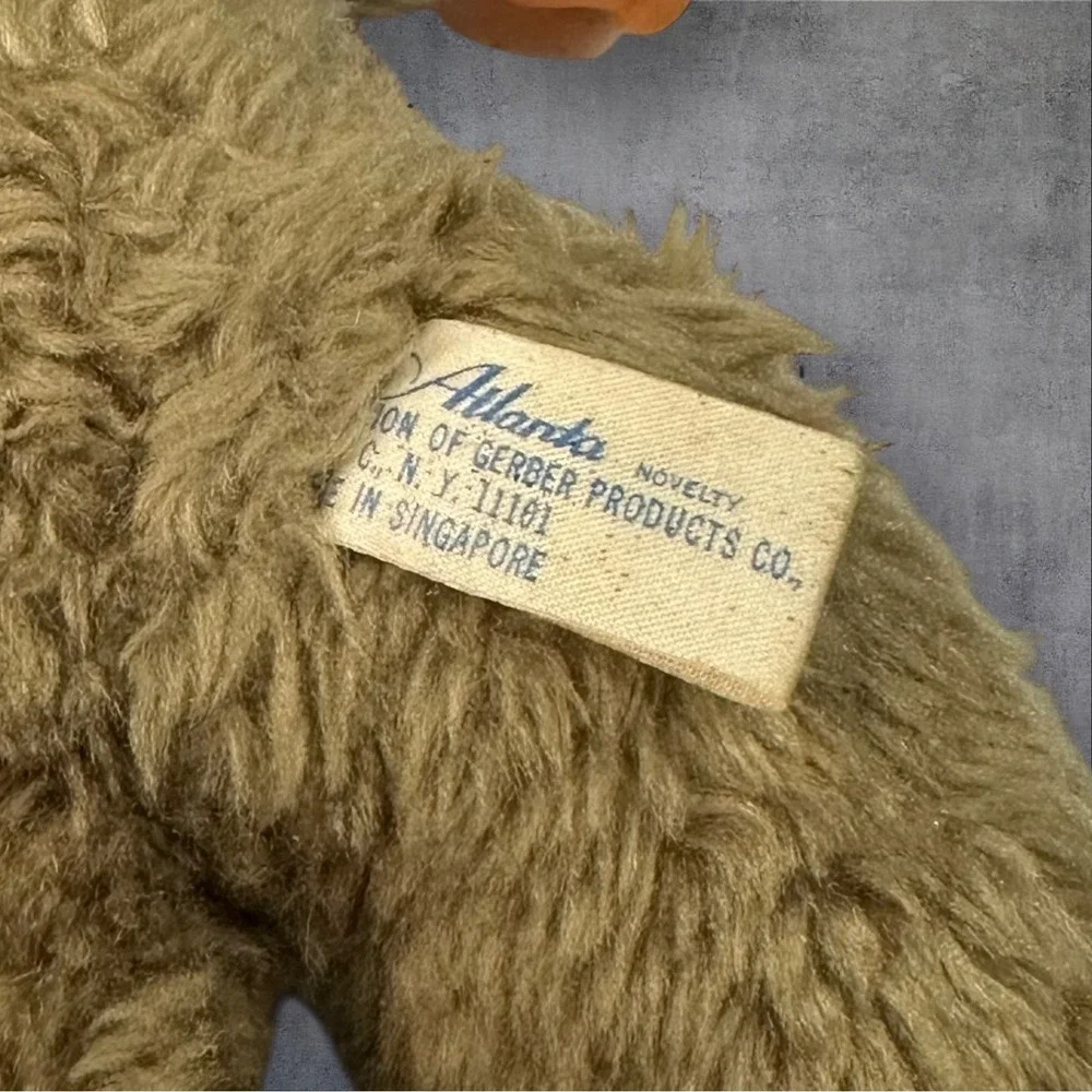 Atlanta Novelty Monkey Plush Toy Vintage Brown Rubber Face 11